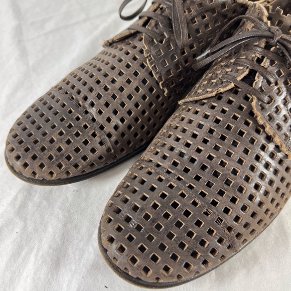 DOLCE & GABBANA Brown Perforated Leather Derby Shoes Made in Italy 8.5UK -9.5US - Picture 4 of 14